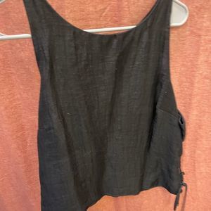 Anthropologie Black Crop with side ties